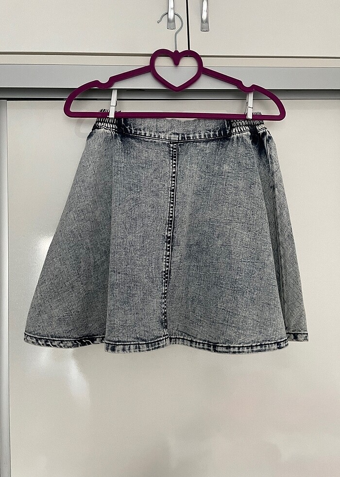 Bershka gri kot etek - Görsel 3