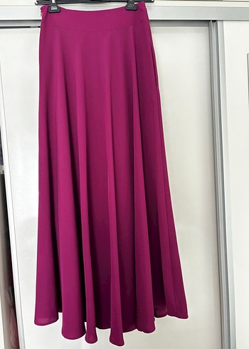 Mor Uzun Drapeli Kadın Etek - Görsel 2