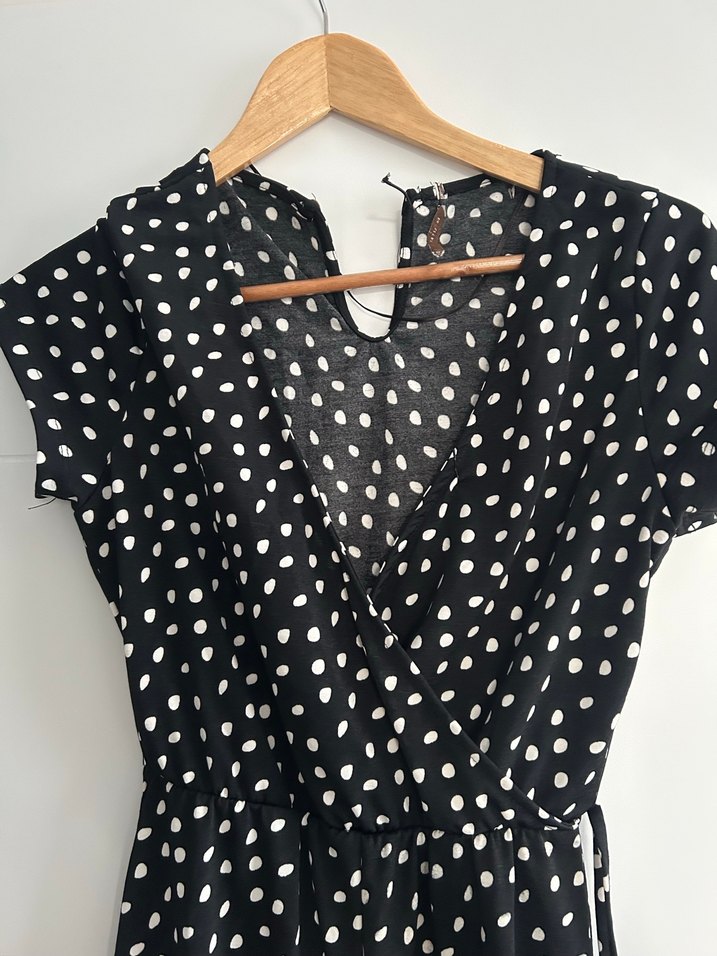 Puantiye Desenli Siyah tulum - Görsel 3