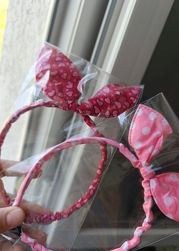 2li Renkli Desenli Pembe Fiyonk Saç Bantları