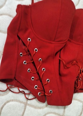 Düğmeli Kırmızı Gotik Mini Büstiyer - Görsel 4