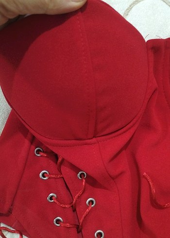 Düğmeli Kırmızı Gotik Mini Büstiyer - Görsel 5
