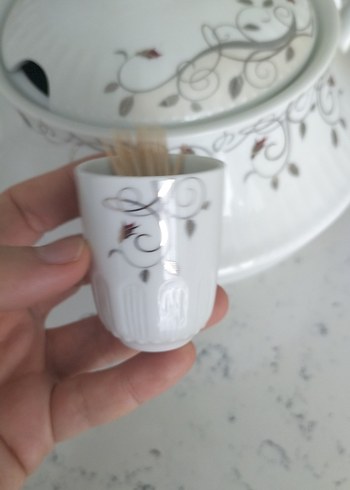 Nakış Desenli Beyaz Porselen büyük boy çorba tenceresi - Görsel 8