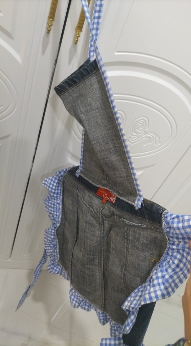 Mavi Kareli Mutfak Önlüğü - Görsel 4