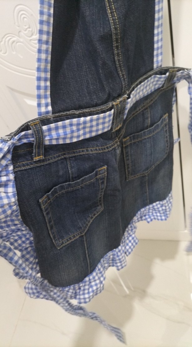 Mavi Kareli Mutfak Önlüğü - Görsel 3