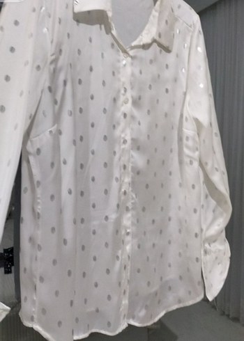 Düğmeli Beyaz Uzun Kollu Kadın Gömlek - Görsel 6