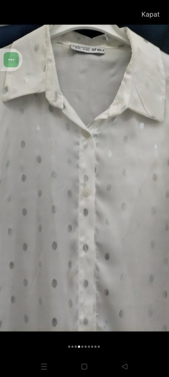 Düğmeli Beyaz Uzun Kollu Kadın Gömlek - Görsel 3