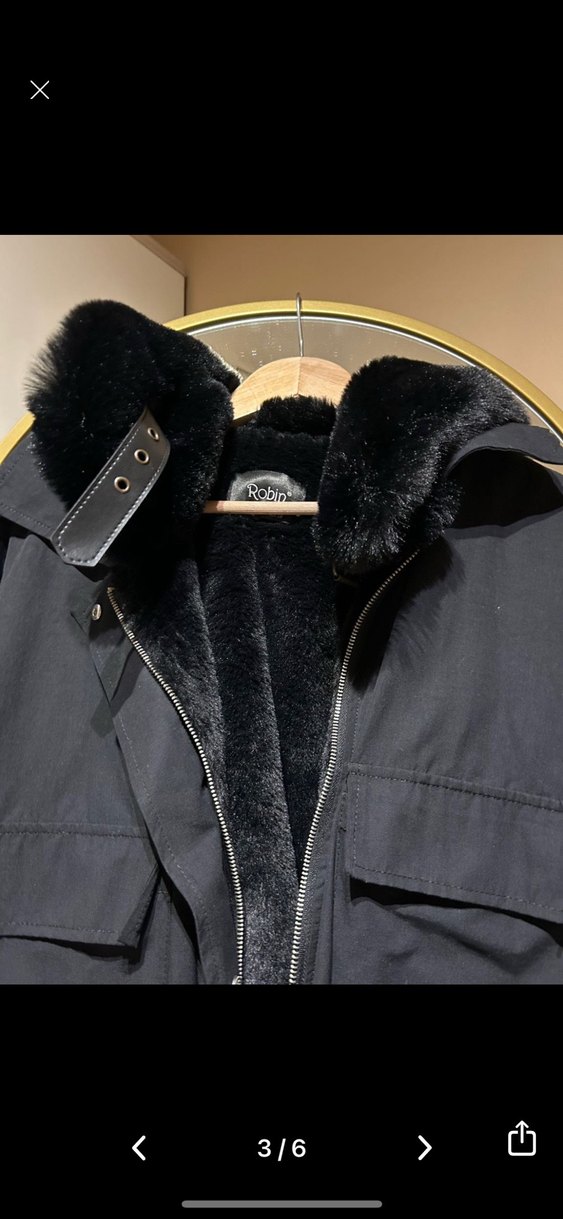 Sokak Stili Siyah Kadın Kürklü Kaban - Görsel 3