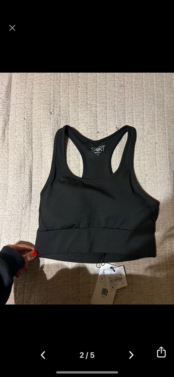 Siyah Baskılı Kısa Spor Sütyeni - Görsel 2