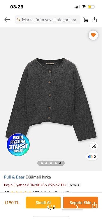 s Beden gri Renk Pull and bear hırka