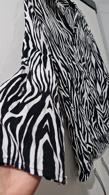xl Beden çeşitli Renk Zebra Desenli Viskon Gömlek