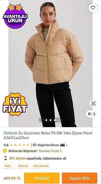 Krem renkli mont