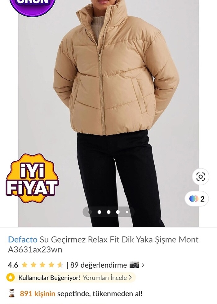 Krem renkli mont - Görsel 2