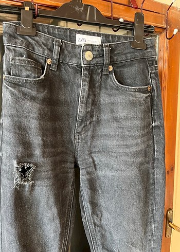 34 Beden Gri Kadın Denim Midi Boy Pantolon