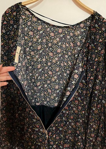 Bershka Uzun Kollu Mini Bohem Çiçekli Elbise