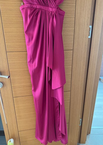 Pembe Drapeli Uzun Abiye Elbise - Görsel 4