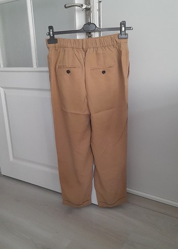 Zara Bej Midi Keten Kadın Kumaş Pantolon