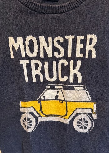 Erkek Çocuk Gri Triko Monster Truck Sweatshirt - Görsel 2