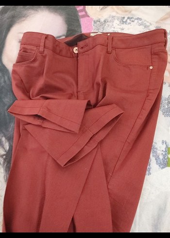 Bordo Kadın Kumaş Pantolon Midi Boy - Görsel 7