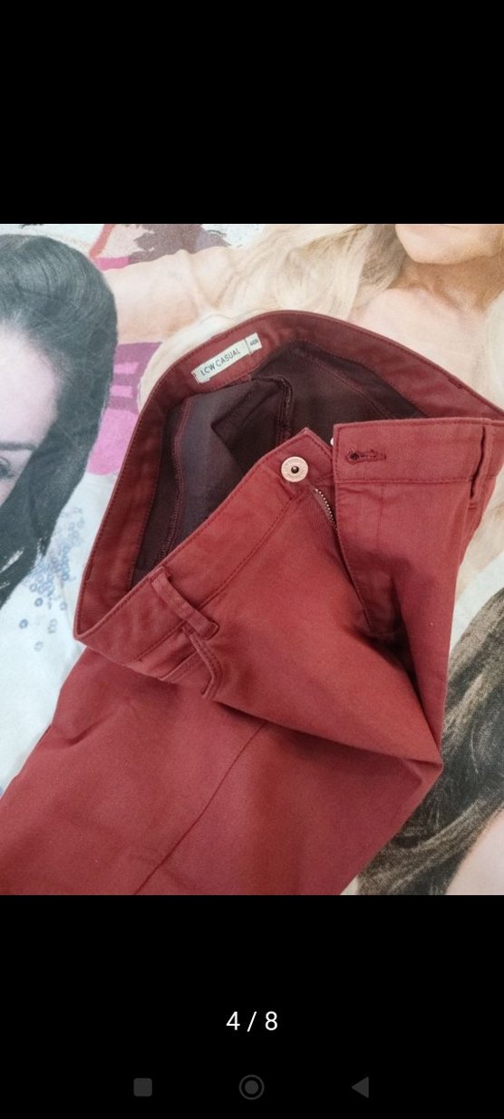 Bordo Kadın Kumaş Pantolon Midi Boy - Görsel 4