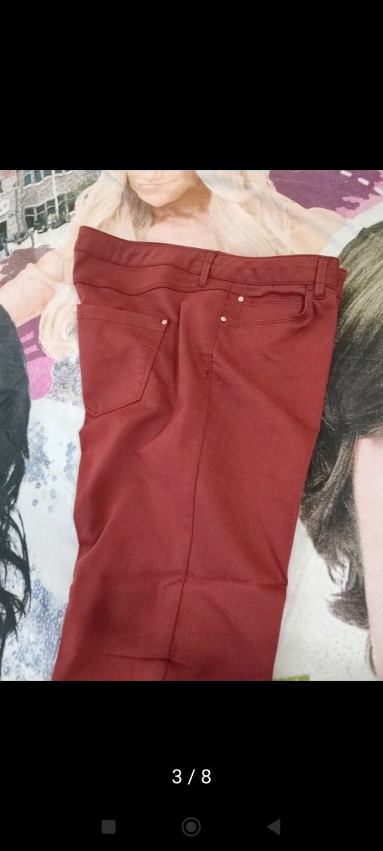Bordo Kadın Kumaş Pantolon Midi Boy - Görsel 3