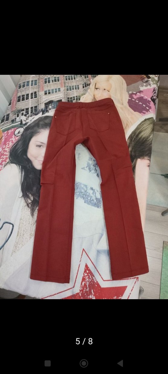 Bordo Kadın Kumaş Pantolon Midi Boy - Görsel 5