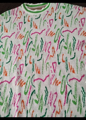 Renkli Batik Desenli Kadın Triko Kazak - Görsel 6