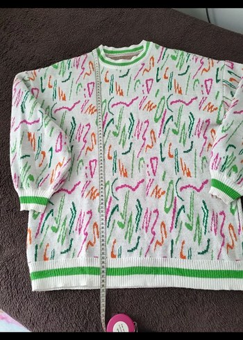 Renkli Batik Desenli Kadın Triko Kazak - Görsel 3