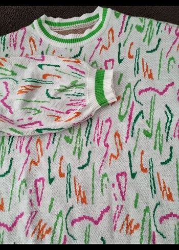 Renkli Batik Desenli Kadın Triko Kazak - Görsel 2