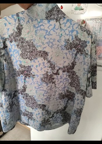 Gri Bağlama Desenli Kısa Kollu Gömlek - Görsel 6