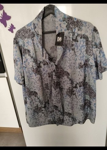 Gri Bağlama Desenli Kısa Kollu Gömlek - Görsel 8