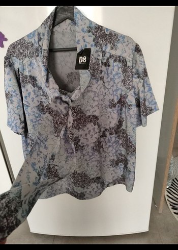 Gri Bağlama Desenli Kısa Kollu Gömlek - Görsel 4