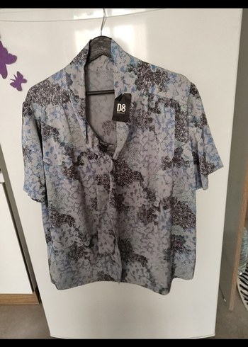 Gri Bağlama Desenli Kısa Kollu Gömlek - Görsel 5