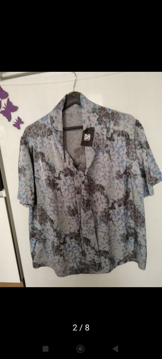 Gri Bağlama Desenli Kısa Kollu Gömlek - Görsel 2