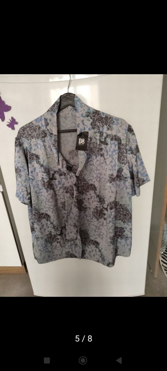 Gri Bağlama Desenli Kısa Kollu Gömlek - Görsel 5