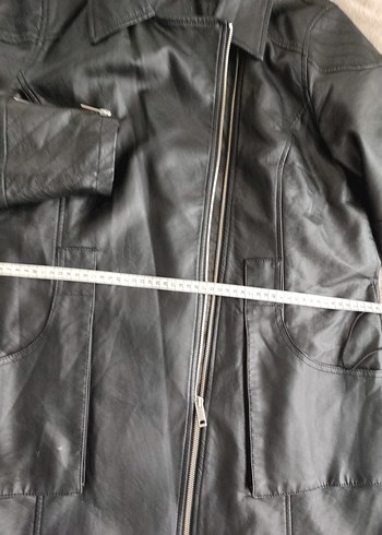 Siyah Kadın Deri Midi Ceket - Görsel 5