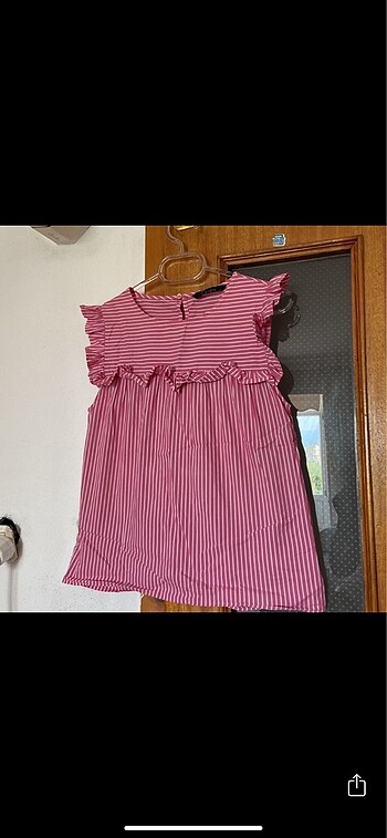 Pembe Çizgili Bluz