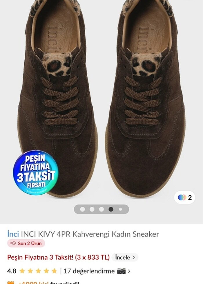 Kahve rengi leopar kadın sneaker - Görsel 3