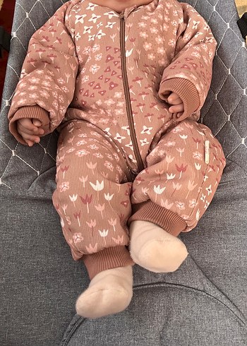 Kız Bebek Düğmeli Kahverengi Tulumu - Görsel 3