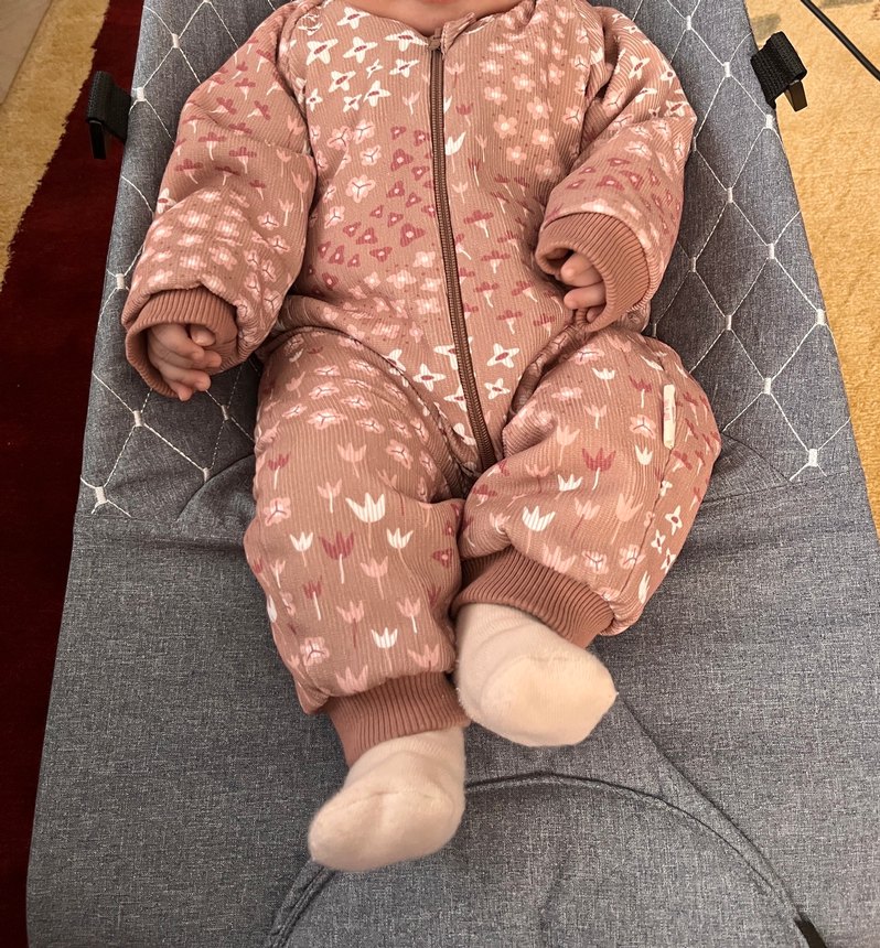 Kız Bebek Düğmeli Kahverengi Tulumu - Görsel 3