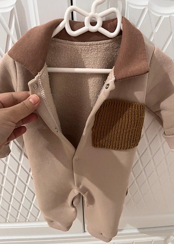 Kahverengi Triko Cepli Bebek Tulum - Görsel 4