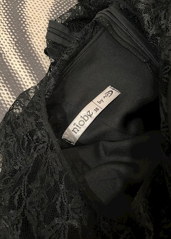 Dantel Detaylı Siyah Uzun Abiye Elbise - Görsel 10