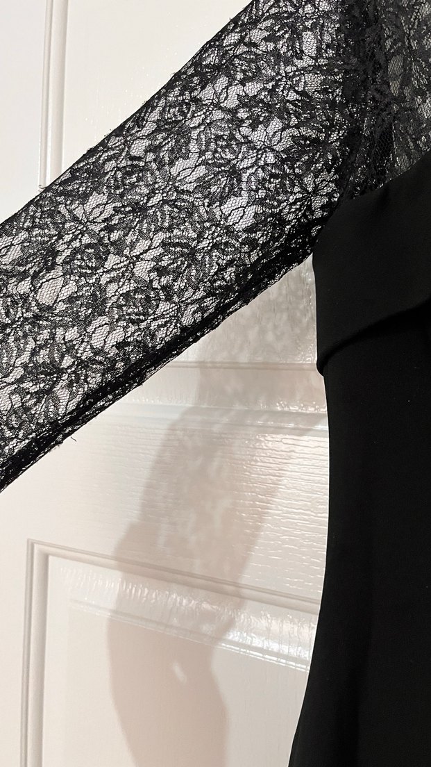 Dantel Detaylı Siyah Uzun Abiye Elbise - Görsel 5