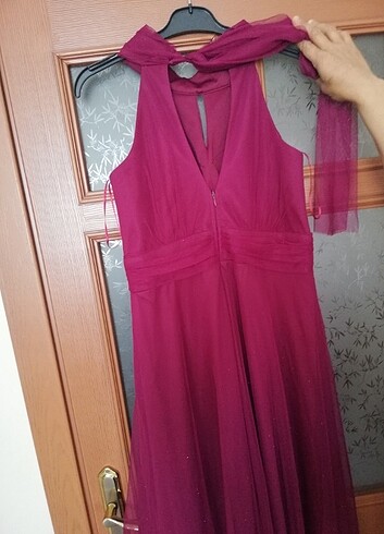 Abiye vişne çürüğü rengi - Görsel 11