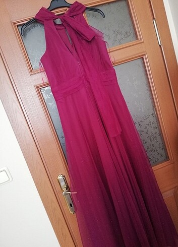 Abiye vişne çürüğü rengi - Görsel 12