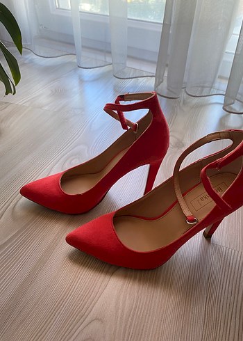 36 Beden Nar çiçeği Süet Stiletto Topuklu Kadın Ayakkabı