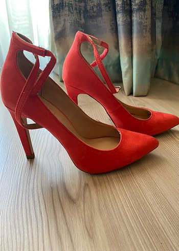 36 Beden kırmızı Renk Nar çiçeği Süet Stiletto Topuklu Kadın Ayakkabı