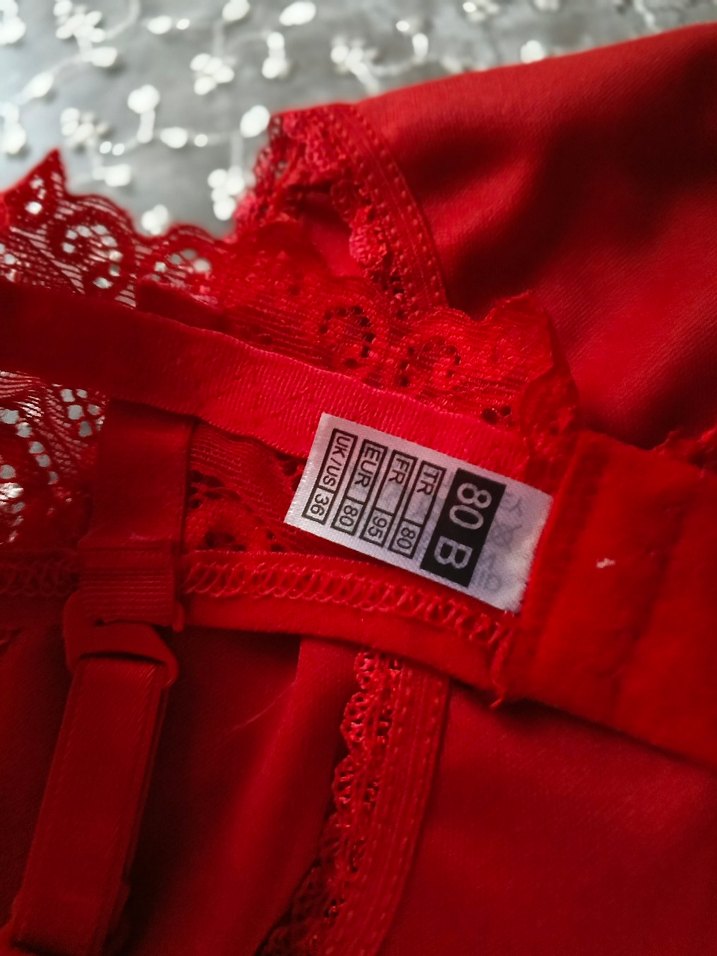 Kırmızı Desenli Gotik Sütyen 80beden - Görsel 5