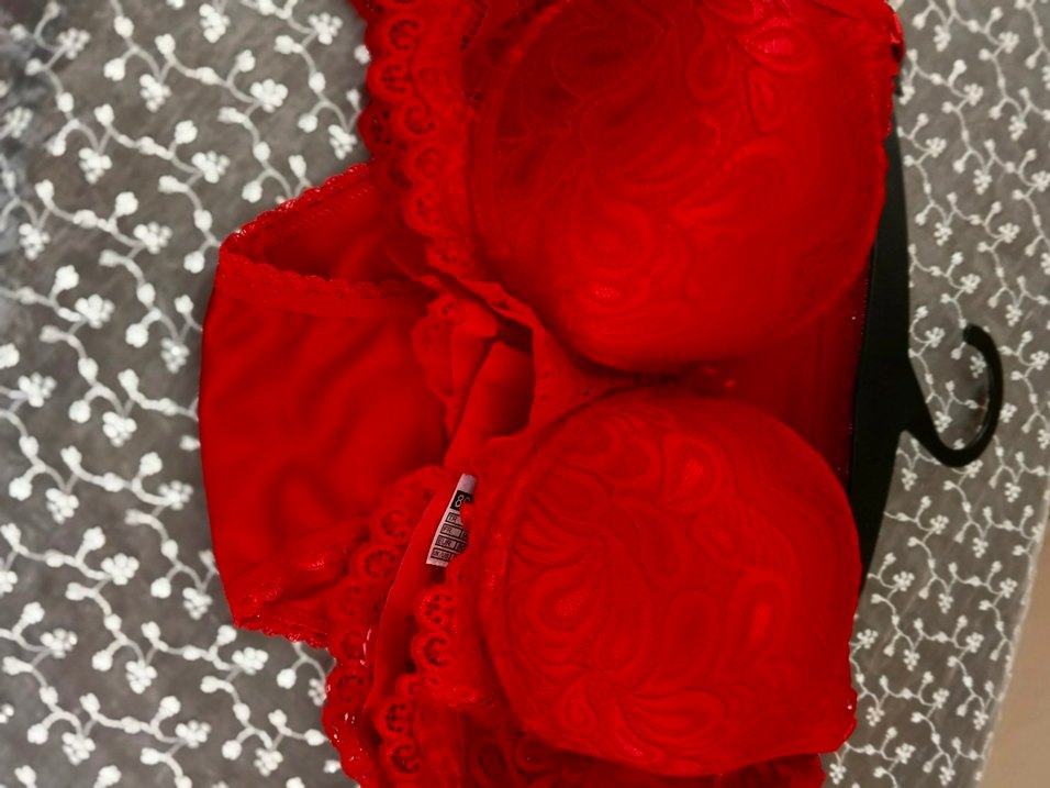 Kırmızı Desenli Gotik Sütyen 80beden - Görsel 2