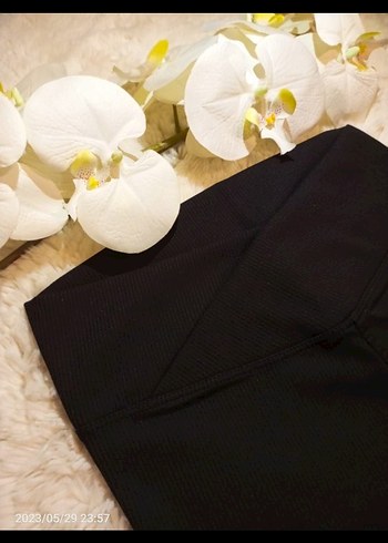 Kadın Siyah Fitilli tayt - Görsel 5